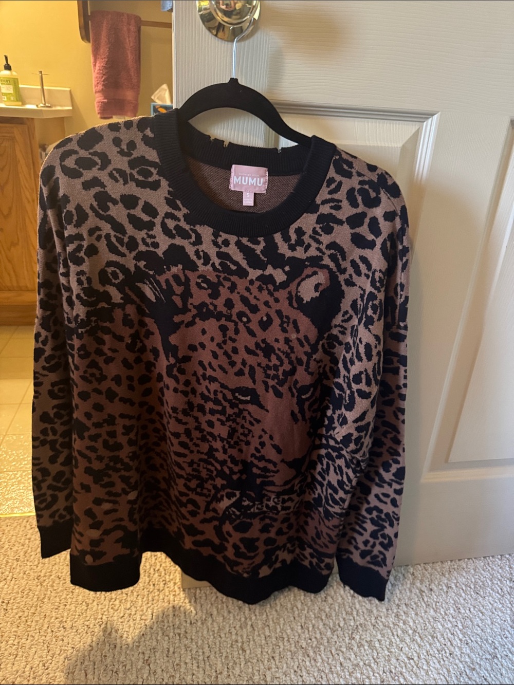 Show Me Your MuMu Brown and Black Leopard Crew Neck Sweater